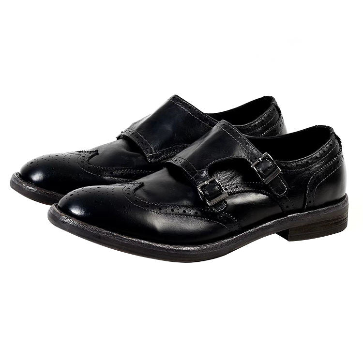 Handmade Men's Cow Leather Formal Monk Shoes