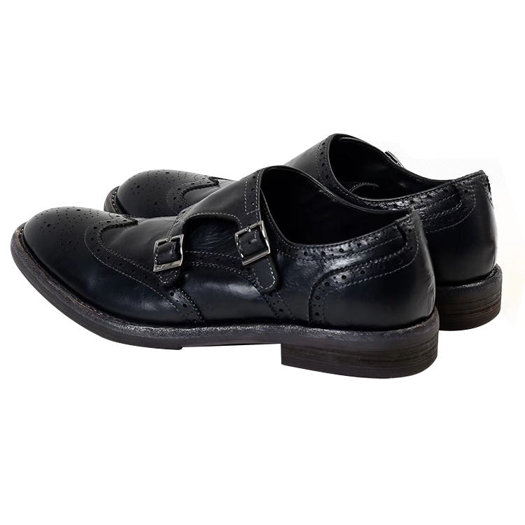 Handmade Men's Cow Leather Formal Monk Shoes