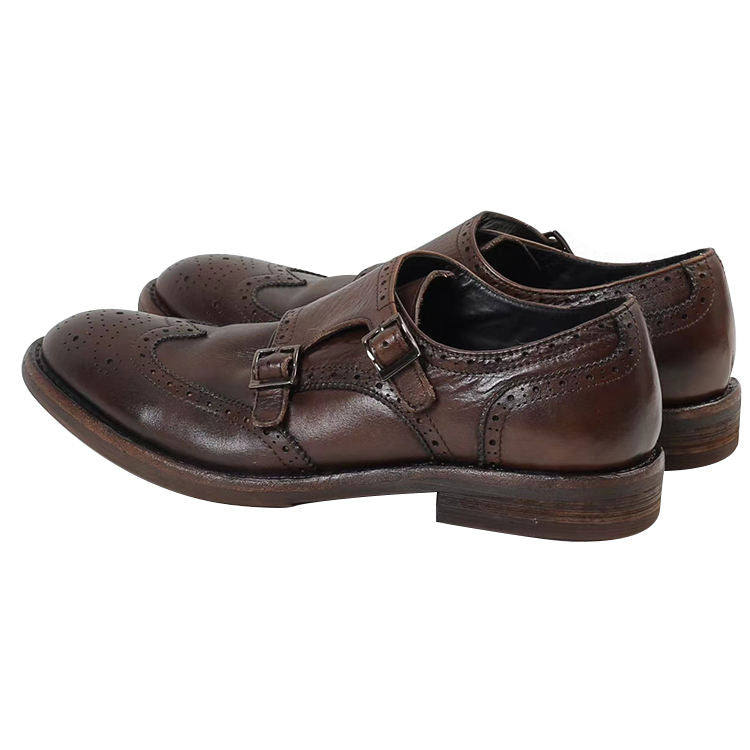 Handmade Men's Cow Leather Formal Monk Shoes