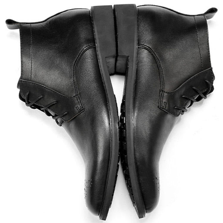 Handmade Men's Cow Leather Lace-Up Ankle Boots