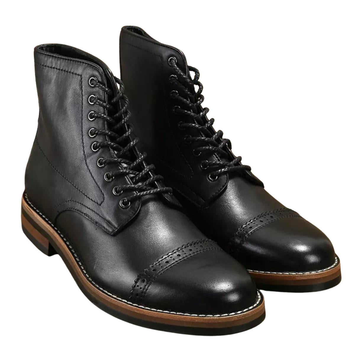 Handmade Men's Cow Leather Lace-Up Boots