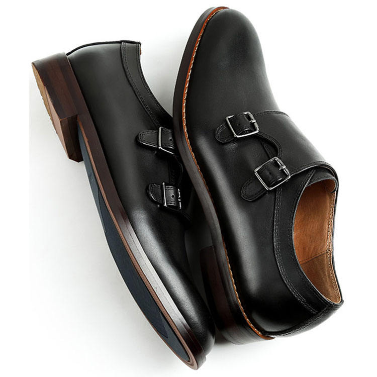 Handmade Men's Cow Leather Monk Strap Dress Shoes