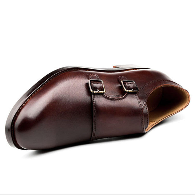 Handmade Men's Cow Leather Monk Strap Dress Shoes