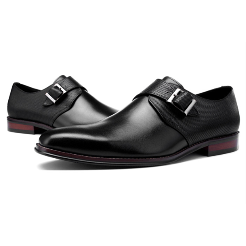 Handmade Men's Cow Leather Monk-Strap Dress Shoes