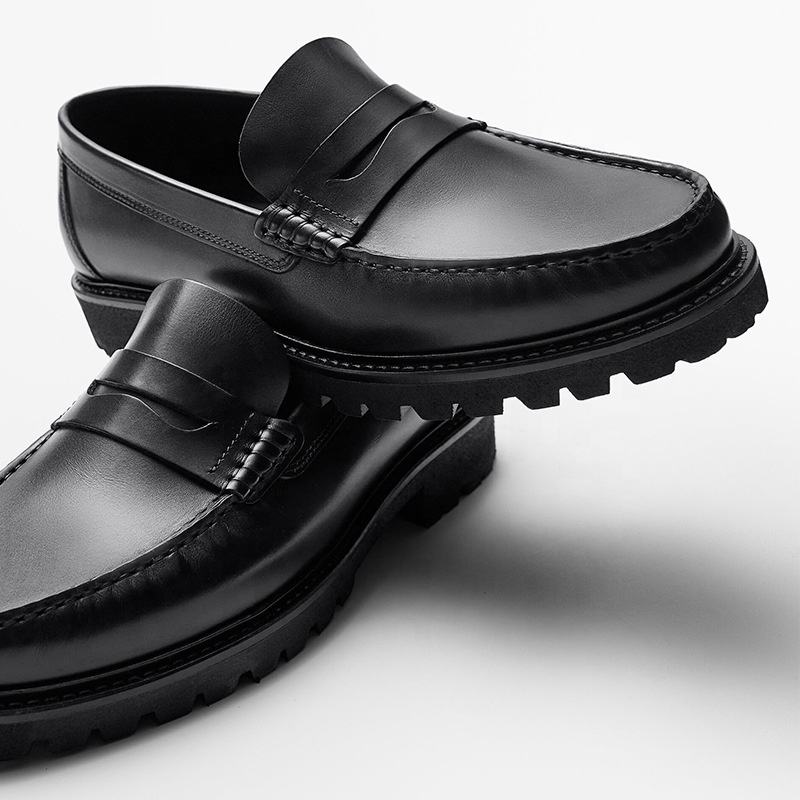 Handmade Men's Cow Leather Penny Loafers - Image 2