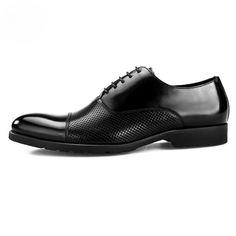 Handmade Men's Cow Leather Perforated Oxford Shoes