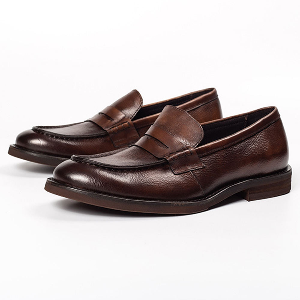 Handmade Men's Cow Leather Slip-On Dress Shoes