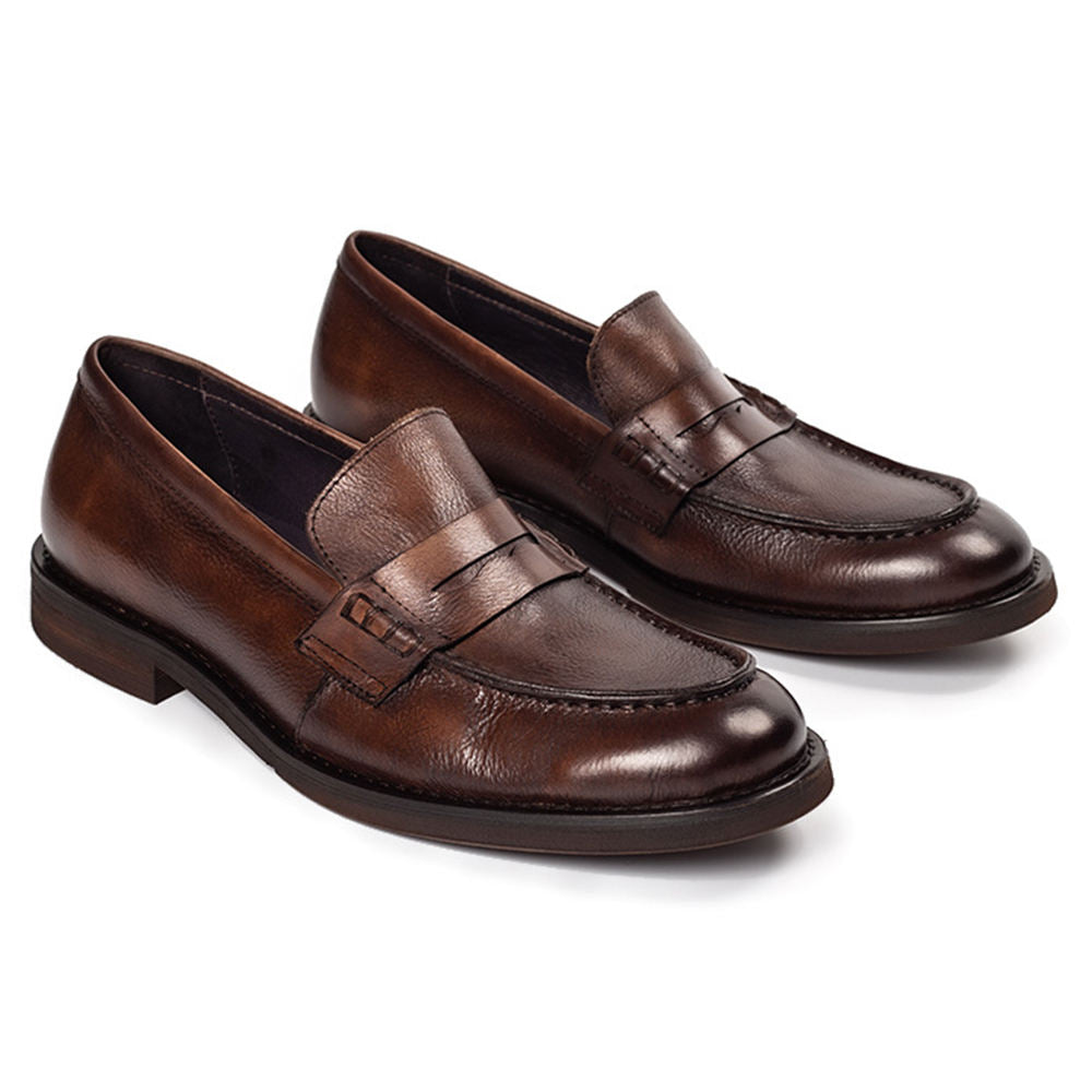 Handmade Men's Cow Leather Slip-On Dress Shoes