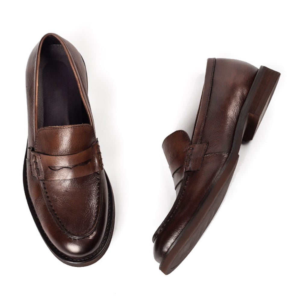 Handmade Men's Cow Leather Slip-On Dress Shoes