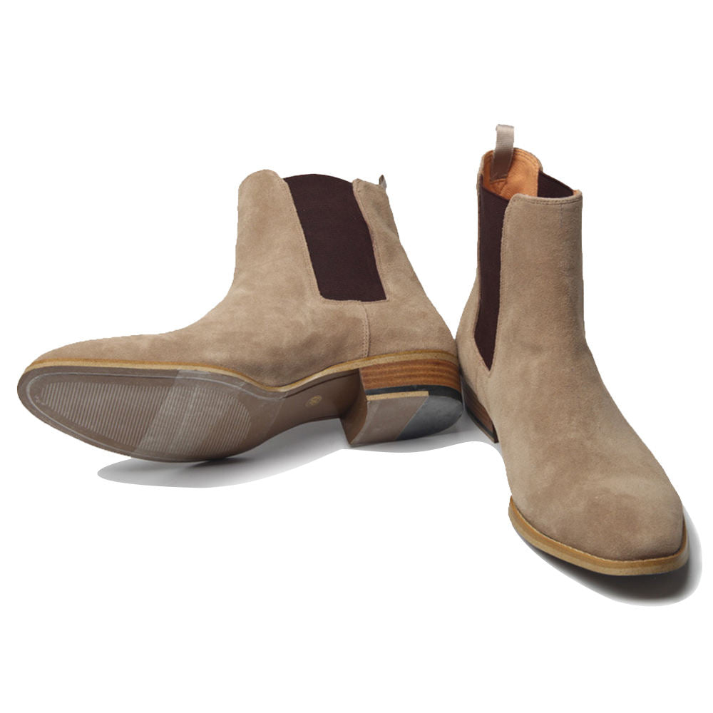 Handmade Men's Cow Leather Suede Chelsea Boots