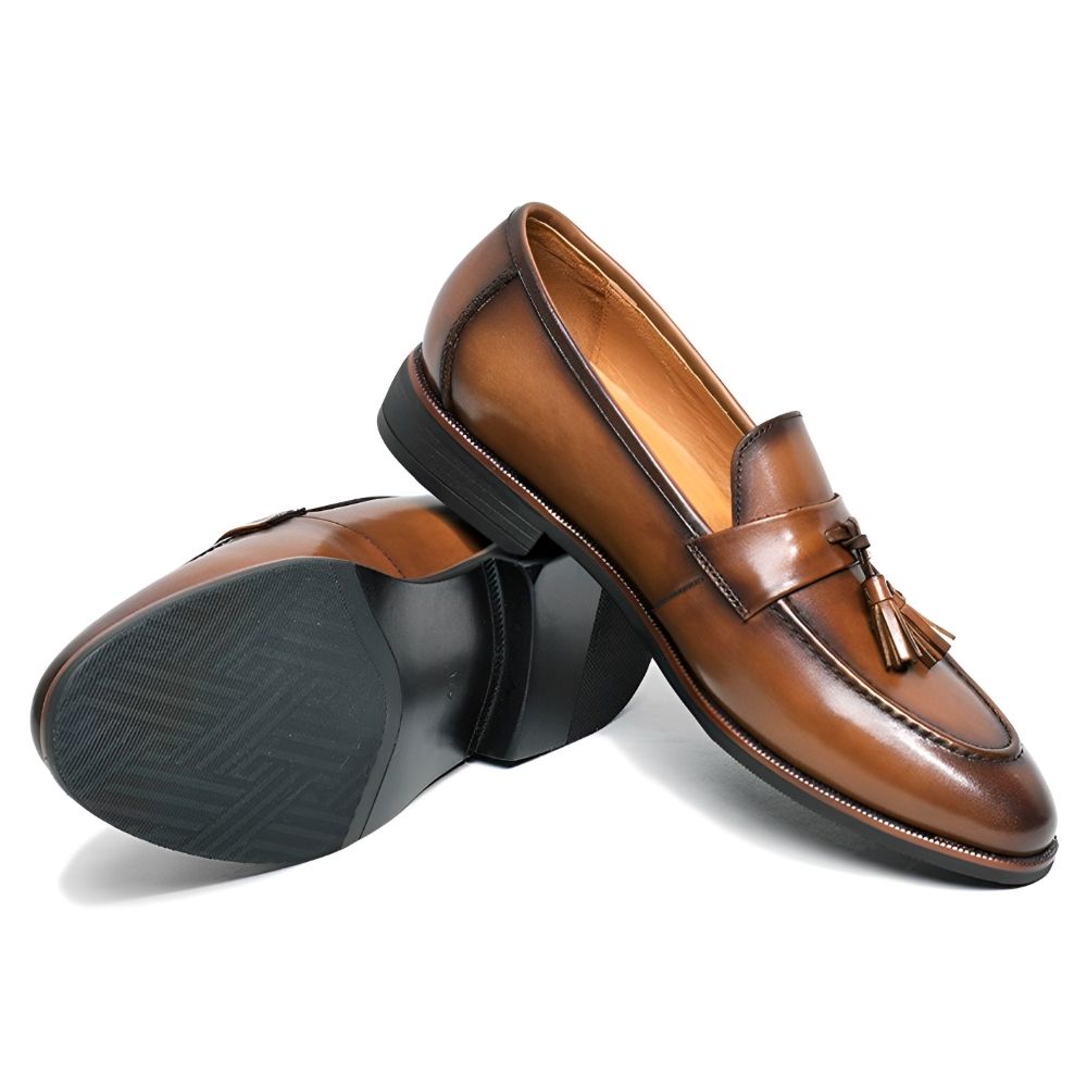 Handmade Men's Cow Leather Tassel Loafers