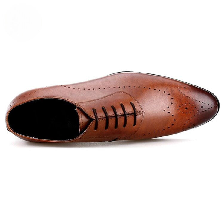 Handmade Men's Cow Leather Wingtip Oxford Dress Shoes