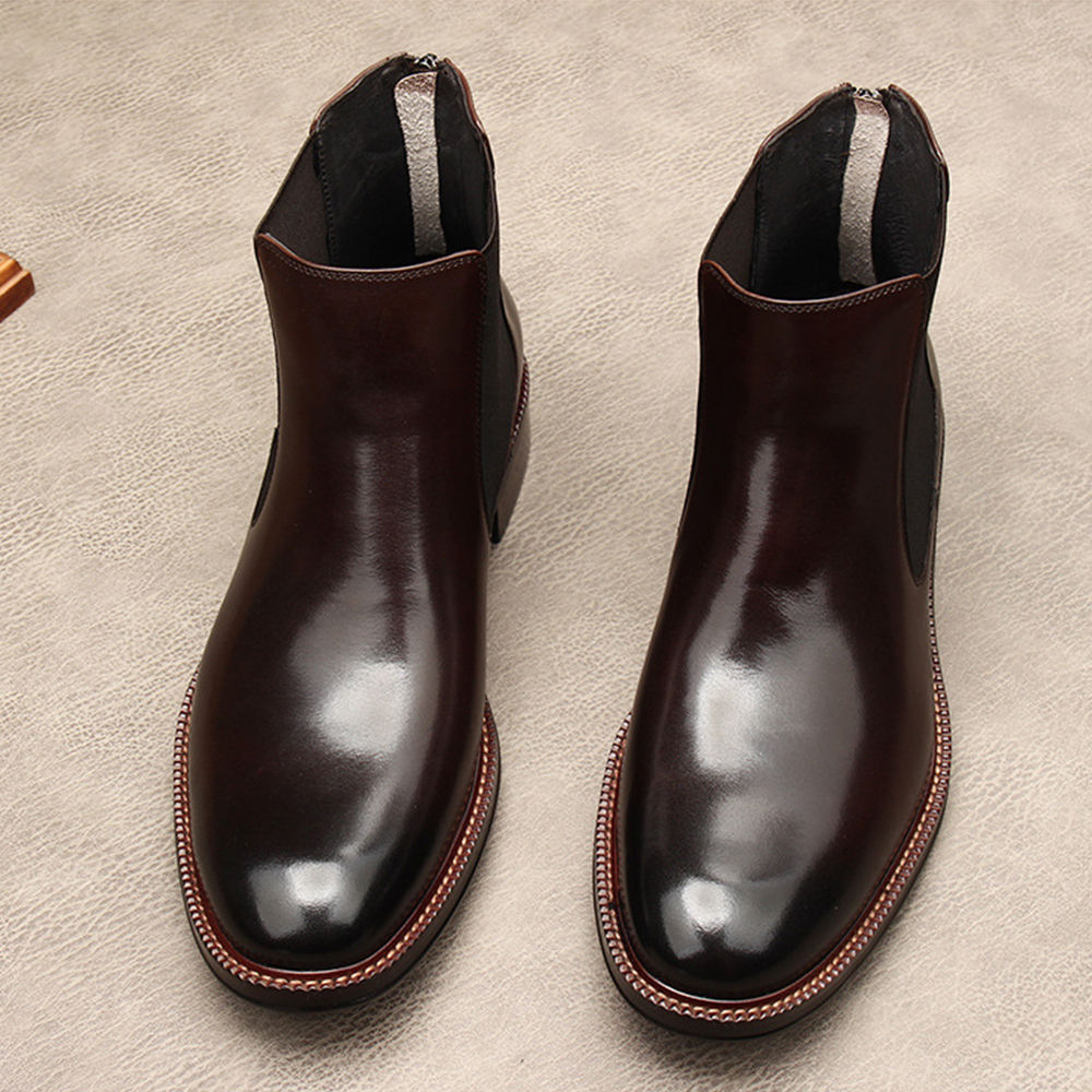 Handmade Men's Cow Premium Leather Dress Boots - Image 4