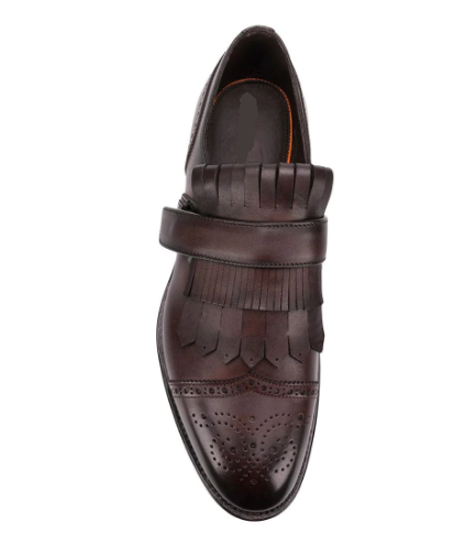 Handmade Mens Dark brown Fringe Shoes, Men leather Loafer shoes