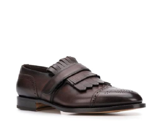 Handmade Mens Dark brown Fringe Shoes, Men leather Loafer shoes