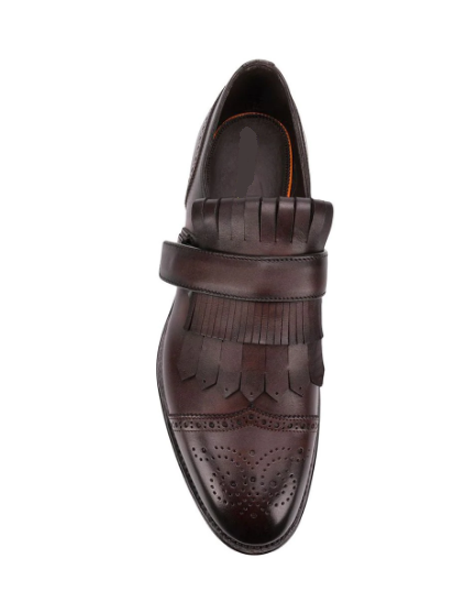 Handmade Mens Dark brown Fringe Shoes, Men leather Loafer shoes