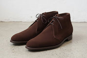 Handmade Mens Dark Brown Suede Chukka Boots, Men Brown Laceup Suede Boot - angle-view-showing-depth