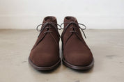 Handmade Mens Dark Brown Suede Chukka Boots, Men Brown Laceup Suede Boot - front-view