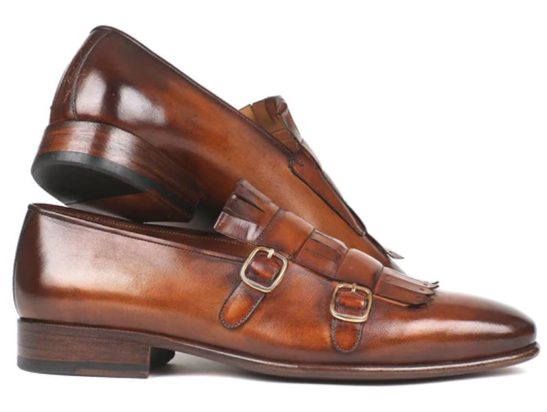 Handmade Mens Elegant brown Fringe Shoes, leather monk shoes for mens