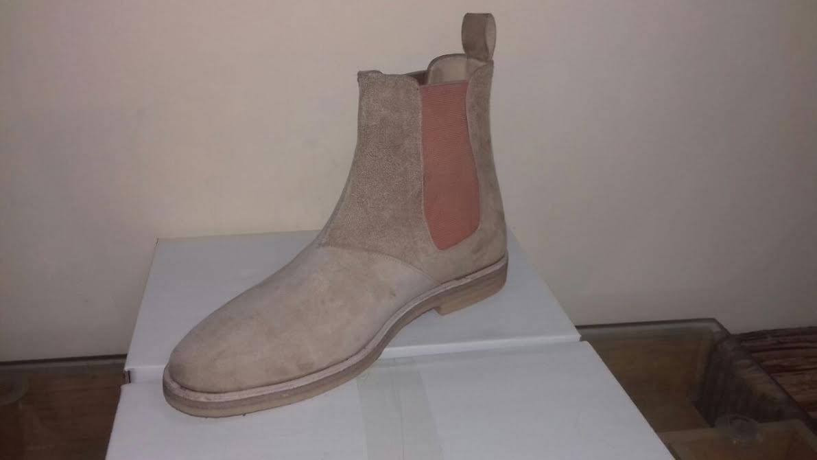 Handmade Mens Fashion Beige Color Suede Ankle Boots, Men Crepe Sole Boot