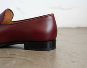 Handmade Mens Fashion Burgundy Tassels Shoes Loafer, Mens Leather Moccasins - detail-view-showing-texture