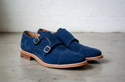 Handmade Mens Fashion Double Monk Party Shoes, Mens Style Royal Blue Shoes