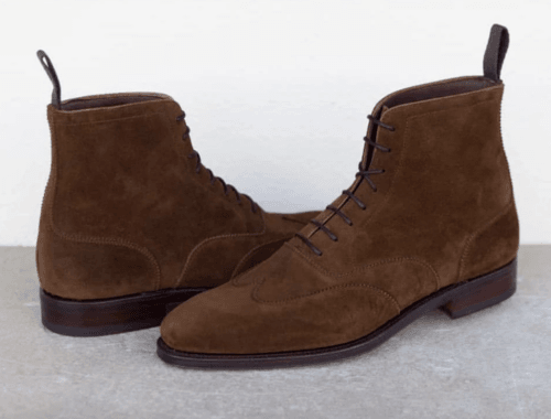 Handmade Men's Fashion wing tip Brown suede lace up ankle boots