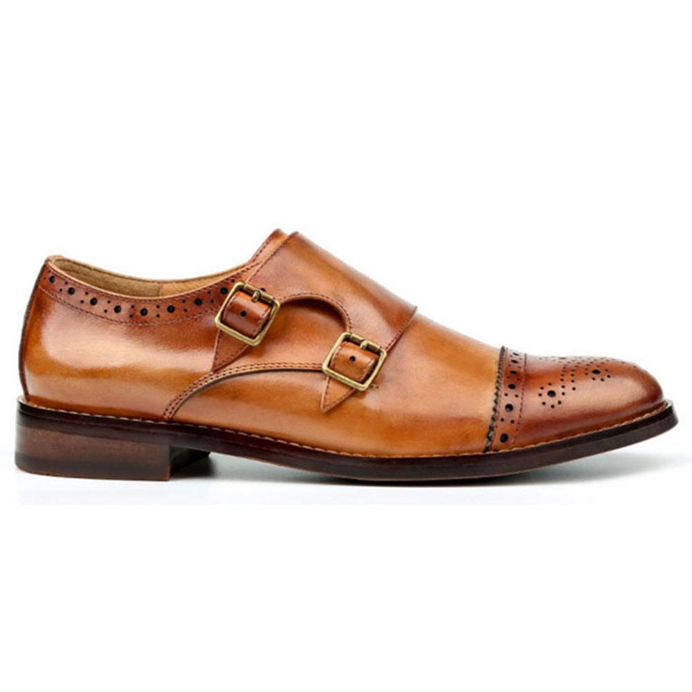 Handmade Men's Full Garin Leather Double Monk Strap Shoes