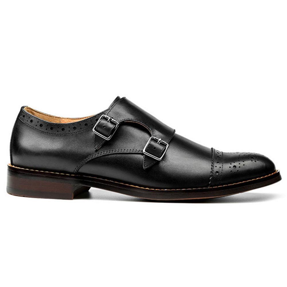 Handmade Men's Full Garin Leather Double Monk Strap Shoes