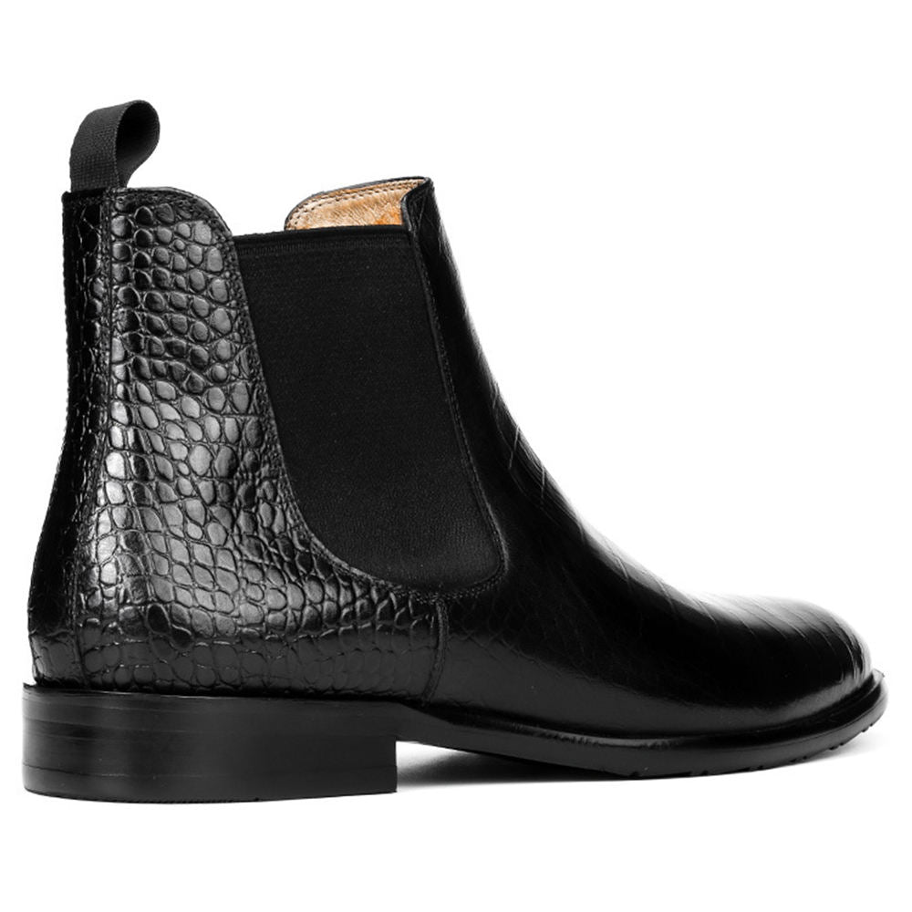 Handmade Men's Full Grain Crocodile Pattern Chelsea Boots