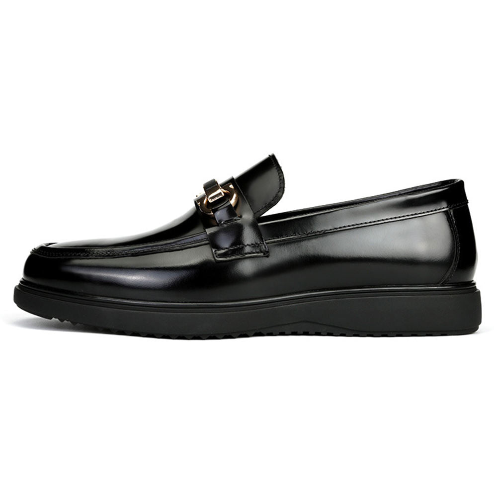 Handmade Men's Full Grain Glossy Leather Slip-Ons