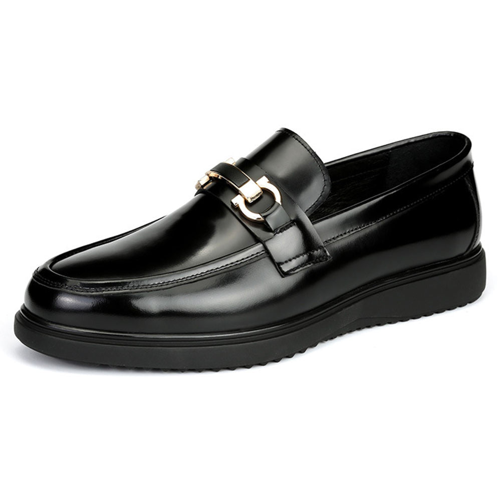 Handmade Men's Full Grain Glossy Leather Slip-Ons