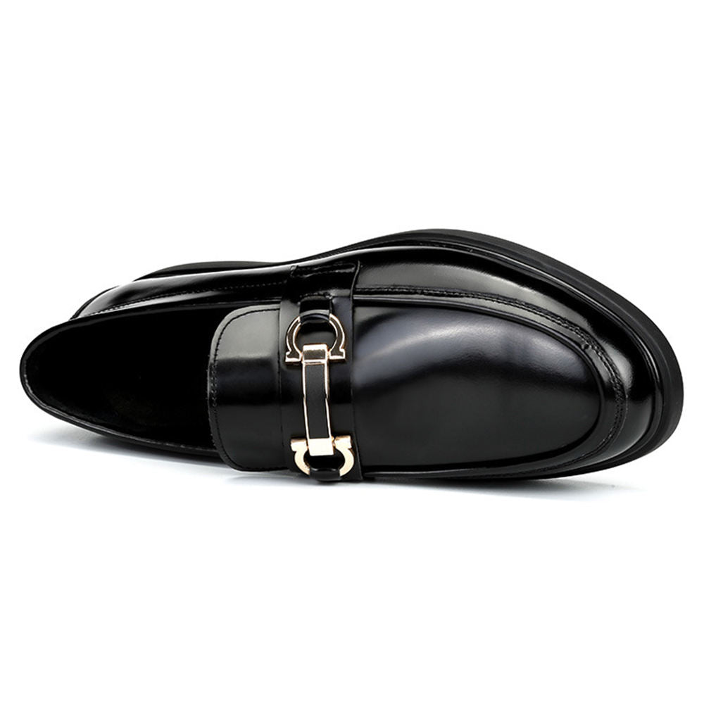 Handmade Men's Full Grain Glossy Leather Slip-Ons