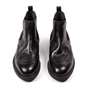 Handmade Men's Full Grain Leather Brogue Chelsea Boots - Image 5