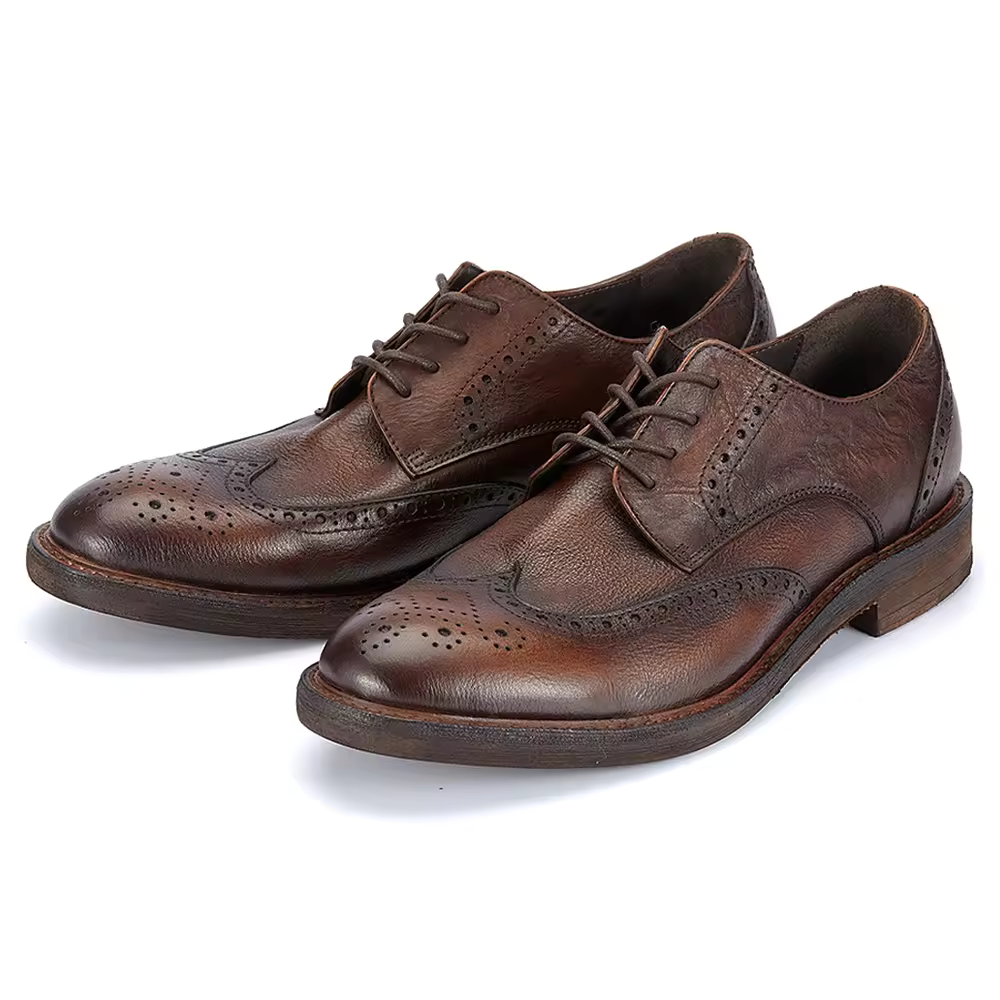 Handmade Men's Full Grain Leather Brogue Dress Shoes