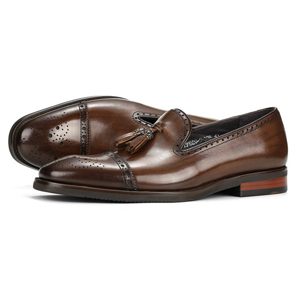 Handmade Men's Full Grain Leather Brogue Loafers