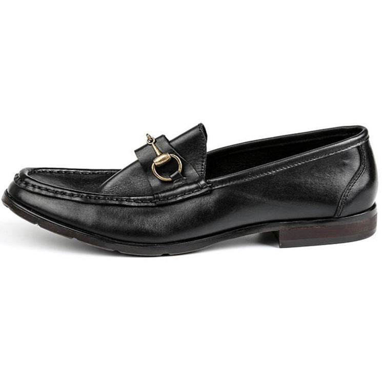 Handmade Men's Full Grain Leather Buckle Loafer Shoes