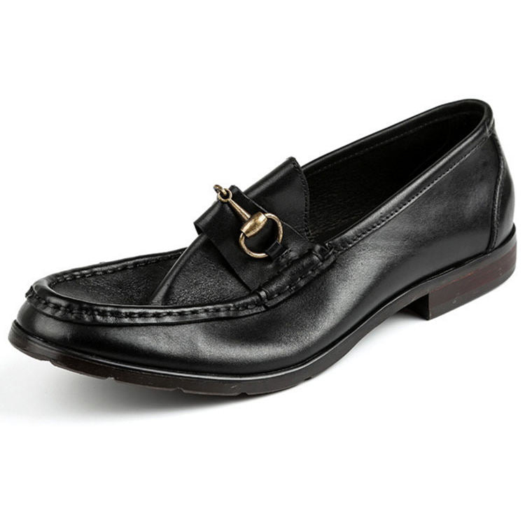 Handmade Men's Full Grain Leather Buckle Loafer Shoes