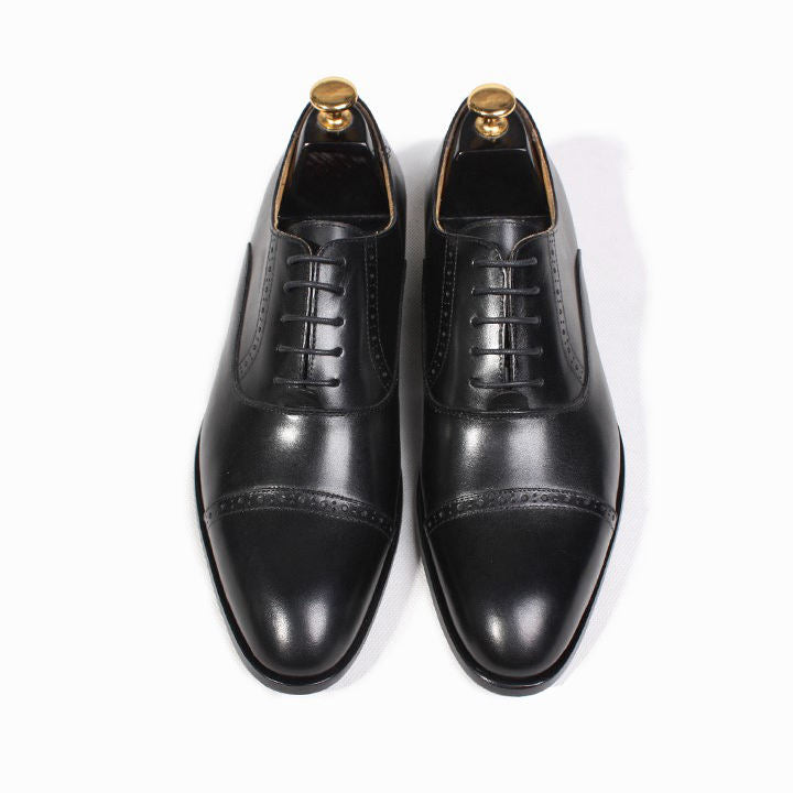 Handmade Men's Full Grain Leather Cap-Toe Oxford Shoes