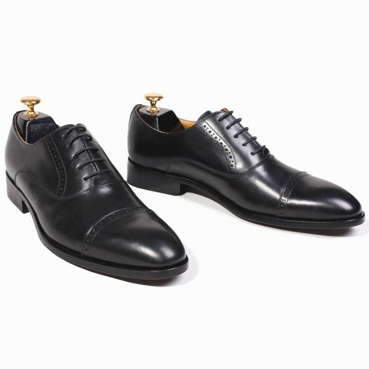 Handmade Men's Full Grain Leather Cap-Toe Oxford Shoes