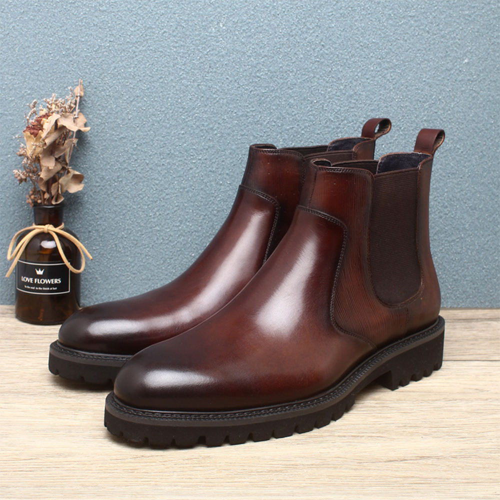 Handmade Men's Full Grain Leather Chelsea Boots