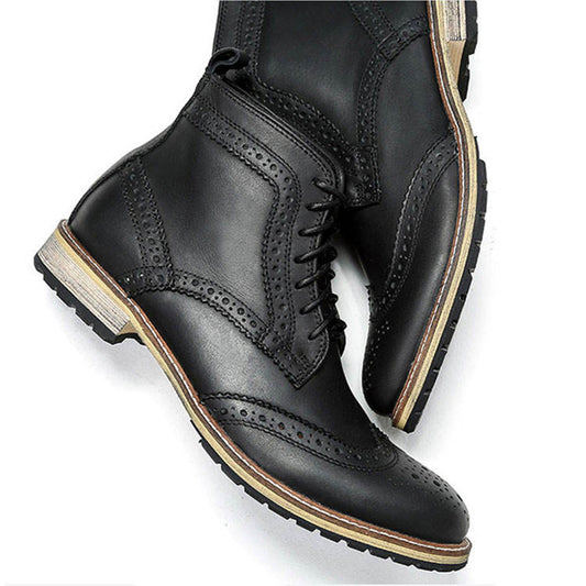 Handmade Men's Full Grain Leather Classic Lace-Up Ankle Boots