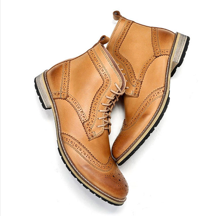 Handmade Men's Full Grain Leather Classic Lace-Up Ankle Boots