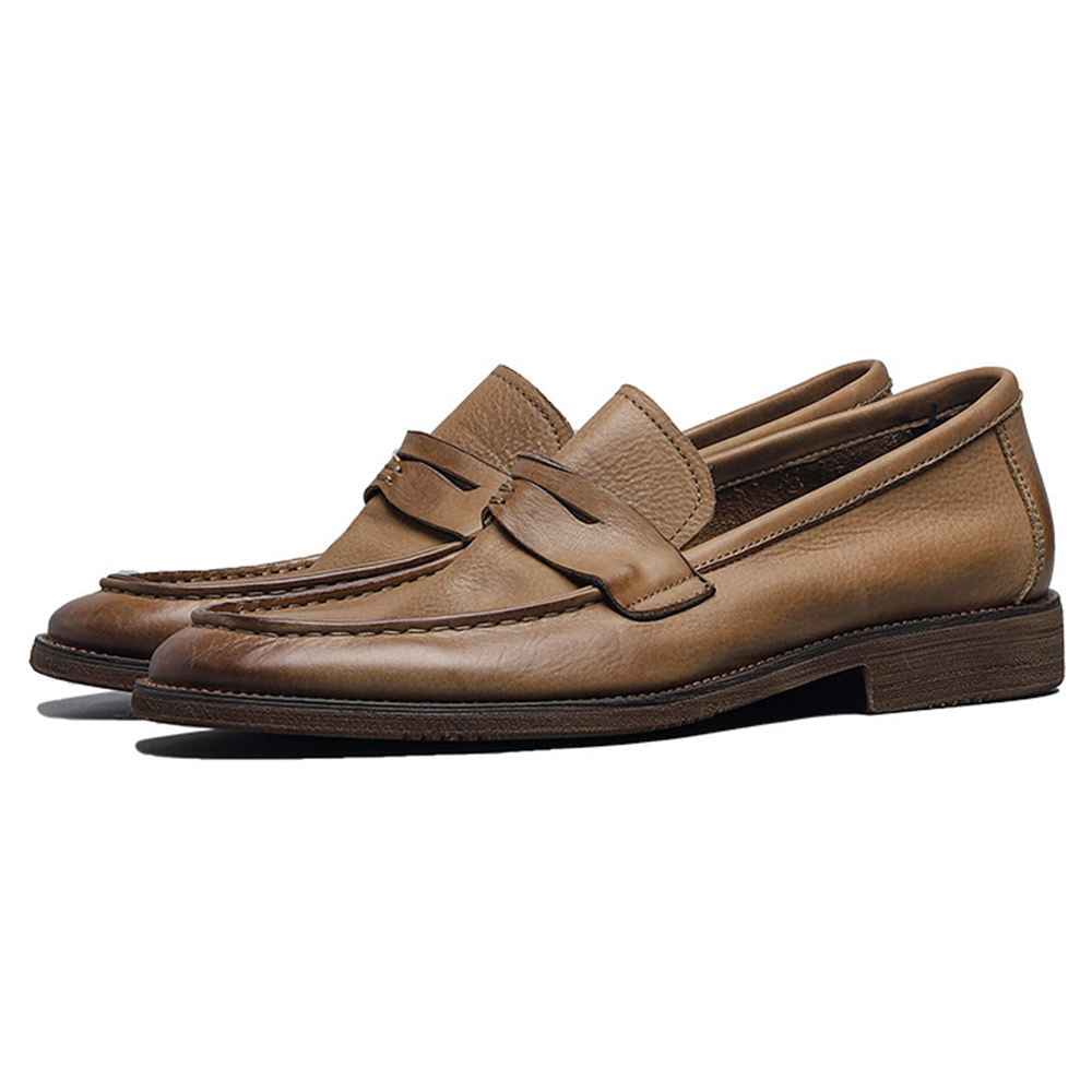 Handmade Men's Full Grain Leather Classic Loafer Shoes - Image 2