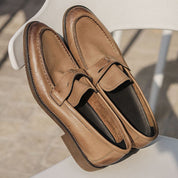 Handmade Men's Full Grain Leather Classic Loafer Shoes - Image 3