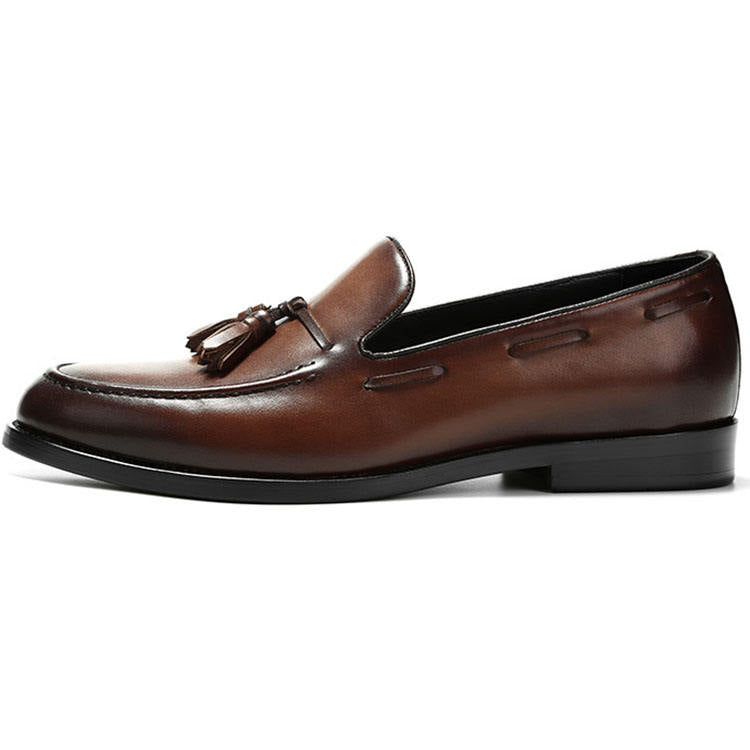 Handmade Men's Full Grain Leather Elegant Loafers - Image 2