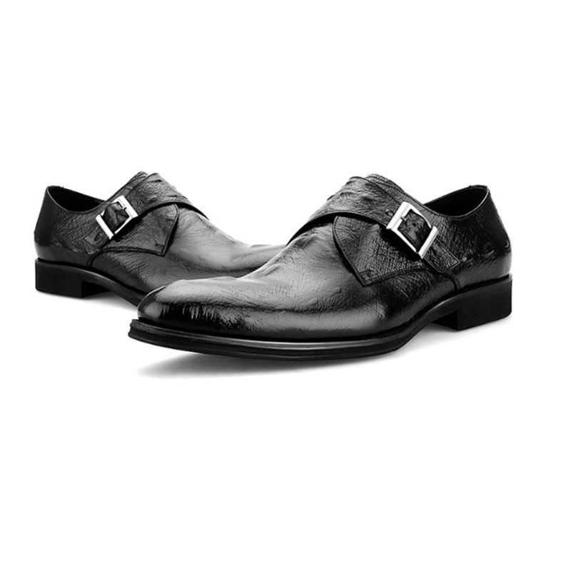 Handmade Men's Full Grain Leather Formal Monk Shoes