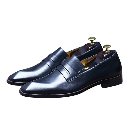 Handmade Men's Full Grain Leather Penny Loafer Dress Shoes