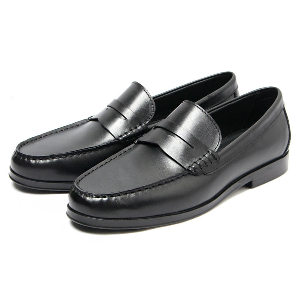 Handmade Men's Full Grain Leather Penny Loafer Shoe - Image 4