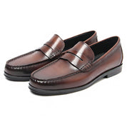 Handmade Men's Full Grain Leather Penny Loafer Shoe - Image 3